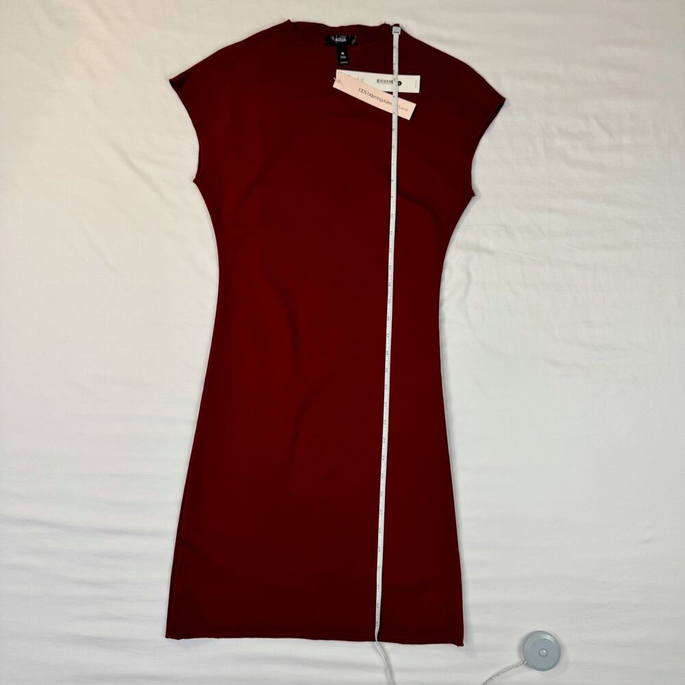 Aqua Ponte Sheath Mock Neck Cap Sleeve Mini Dress Burgundy Red Women’s Small - Picture 5 of 16